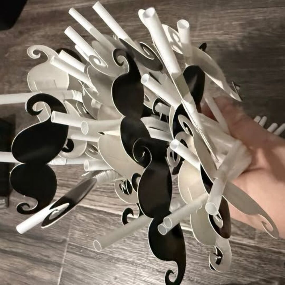 36 mustache facial hair straws party favors gag gifts